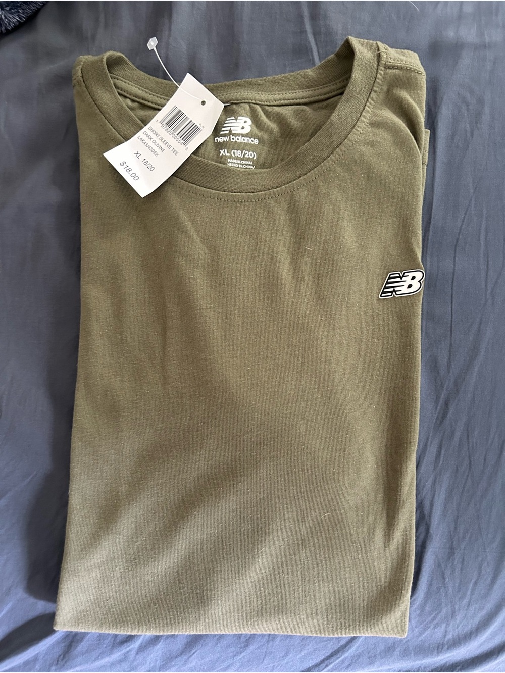 New Balance Youth XL Olive Crew Neck T-Shirt